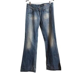 Vtg Y2K Miss Sixty Mid Low Rise EXTRA LOVE Distress Flare Jeans Size 32 Women
